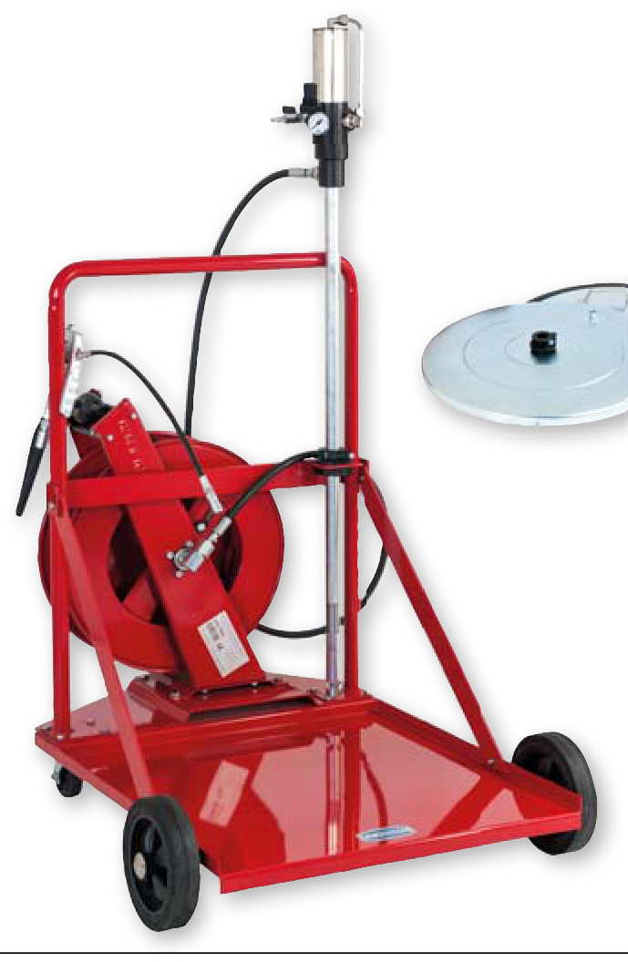 Mobilt trykkluft fettsett 4911 — 180 kg, heavy duty, med slangetrommel