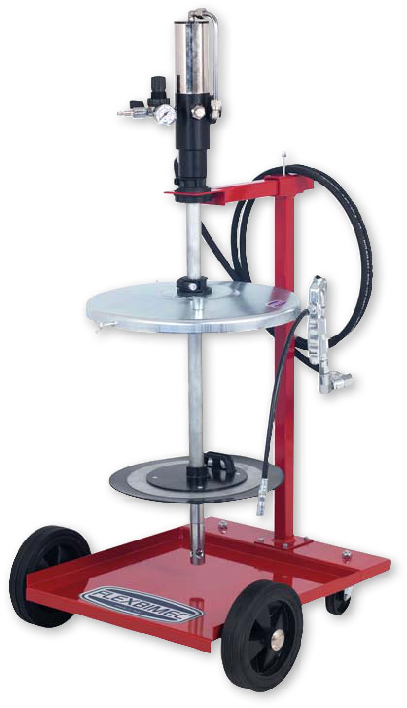 Mobilt trykkluft fettsett — for 50 kg fat, 4-hjuls tralle