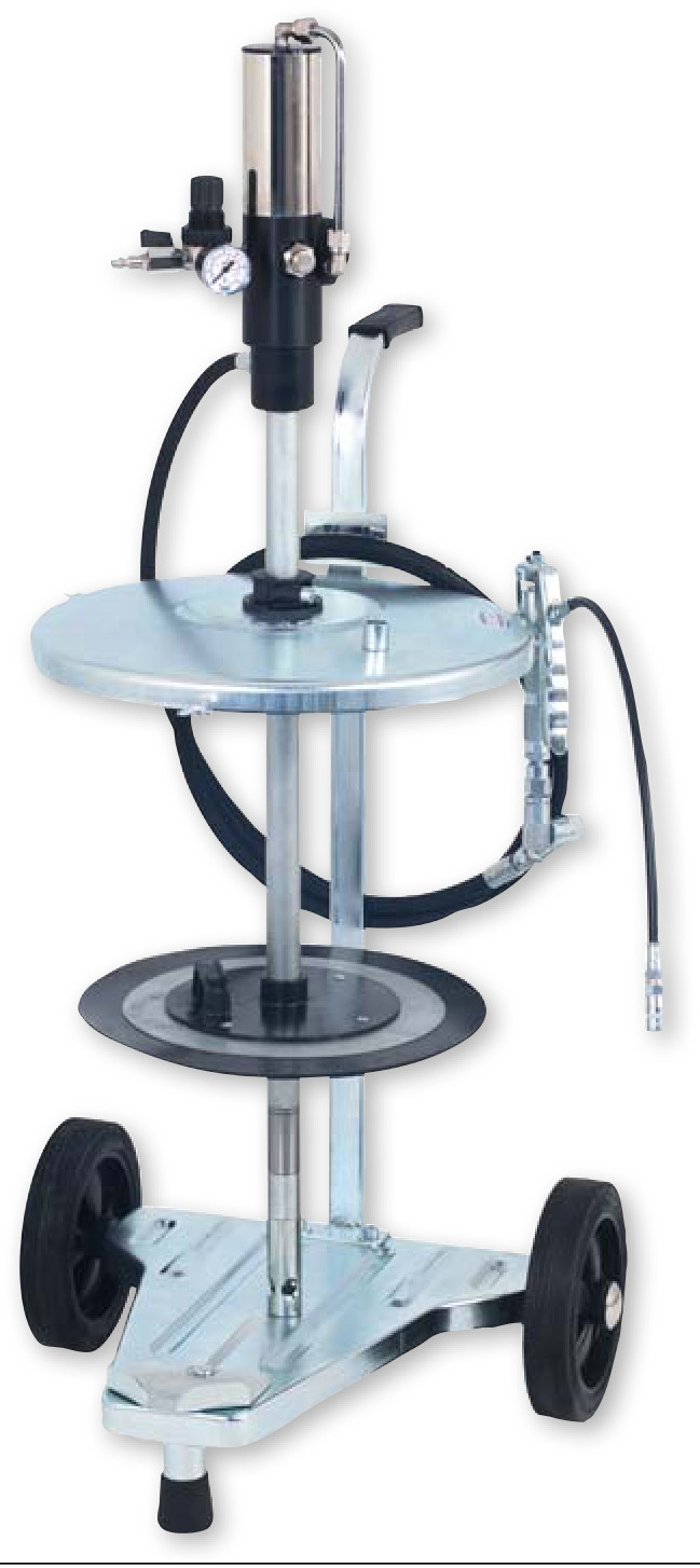 Mobilt trykkluft fettsett — for 50 kg fat, 2-hjuls tralle