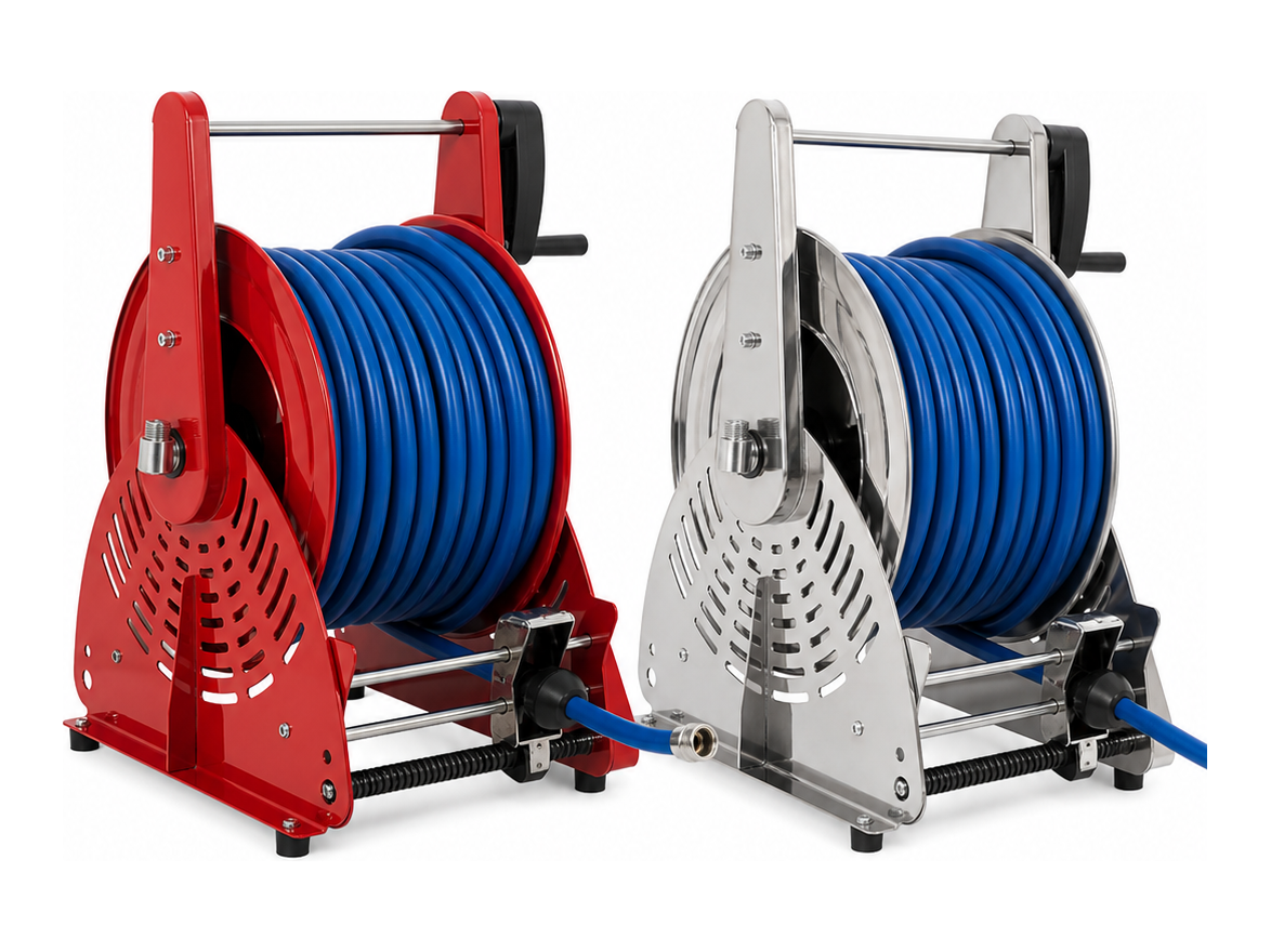 ORION HEAVY DUTY — manuelle slangetromler med 3:1 kraftreduksjon (inkl. ORION EASY med hjul)