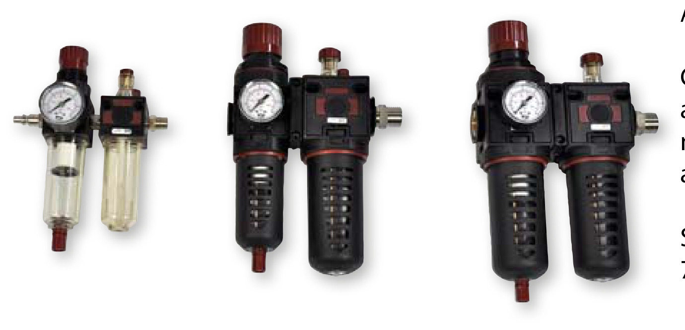 Trykkregulator + filter + smører (FRL)